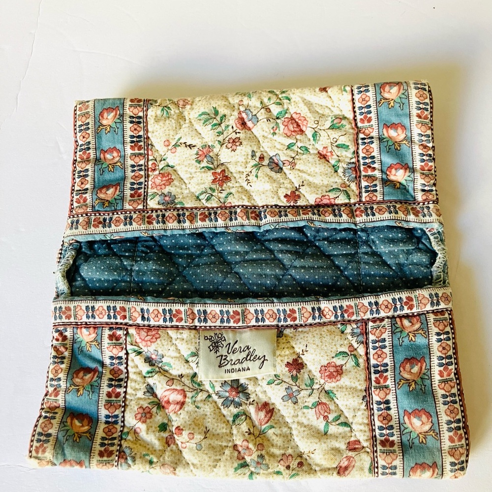 Vintage Vera Bradley Cream Paddy 1985 Indiana Tote Bag & Checkbook Cover Rare! - Picture 10 of 12